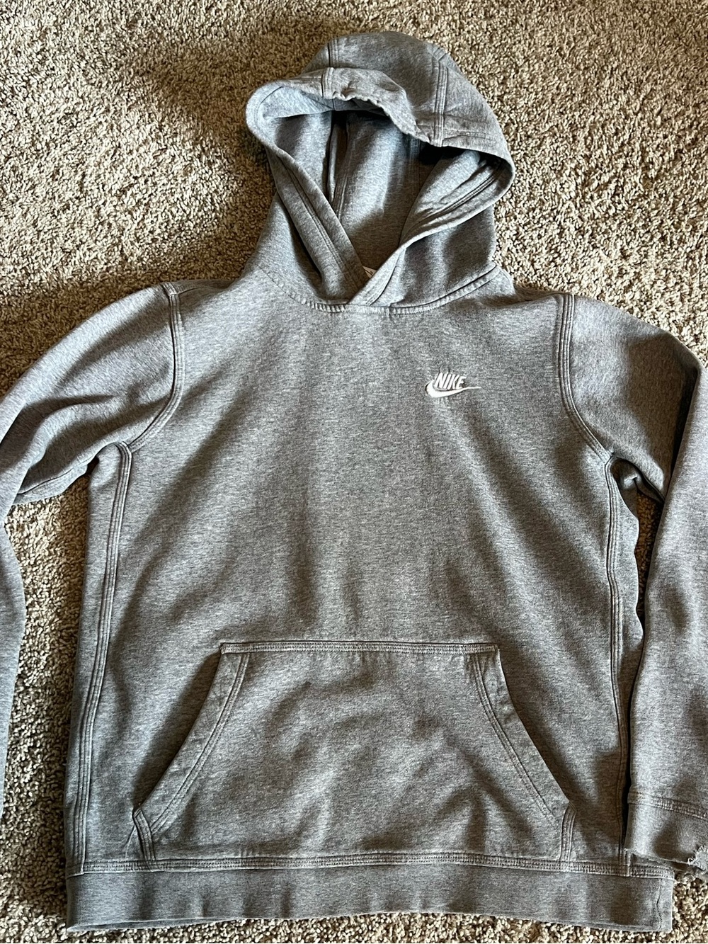 Nike Gray Hooded Pullover Sweatshirt with White Swoosh